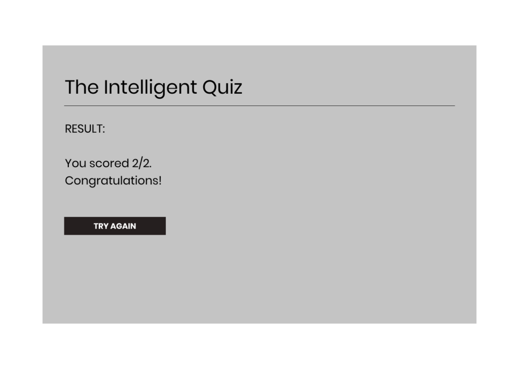 Figure 24 Wireframe - JavaScript Quiz Format 2 (Results)